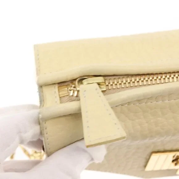 Authentic Chloe Sally Shoulder Bag Leather Beige Gold
